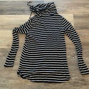 Pink Clover mock neck striped top size S